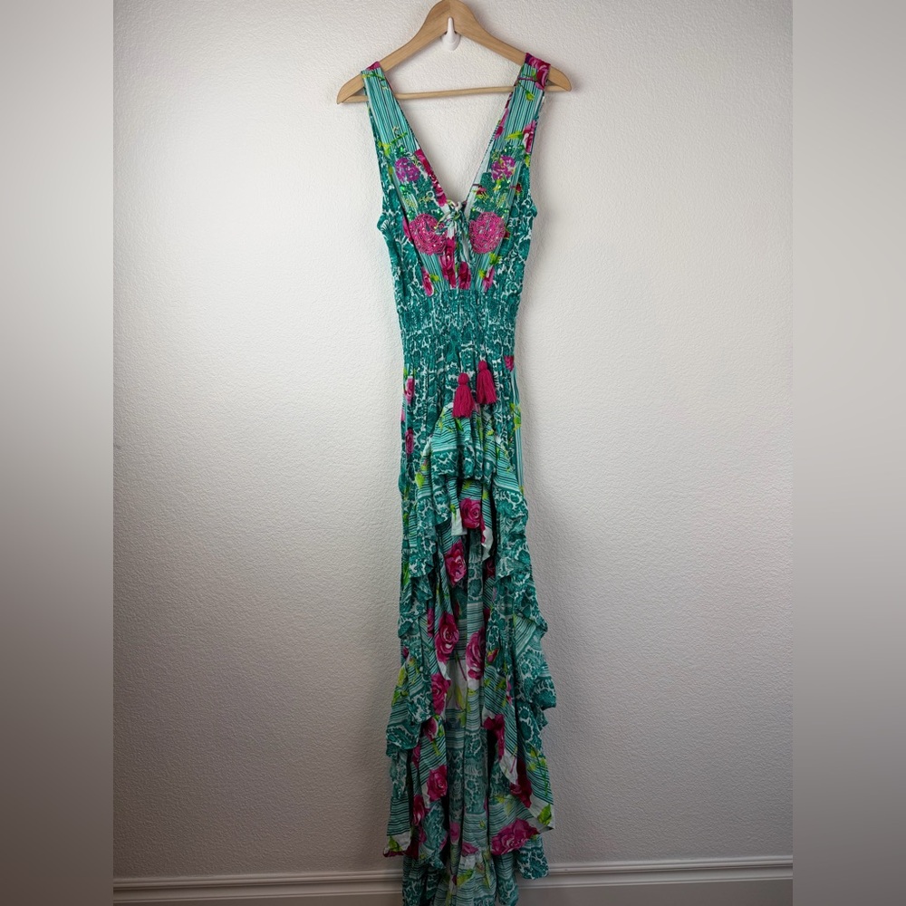 Antica Sartoria High Low Beaded Detail Resort Dress